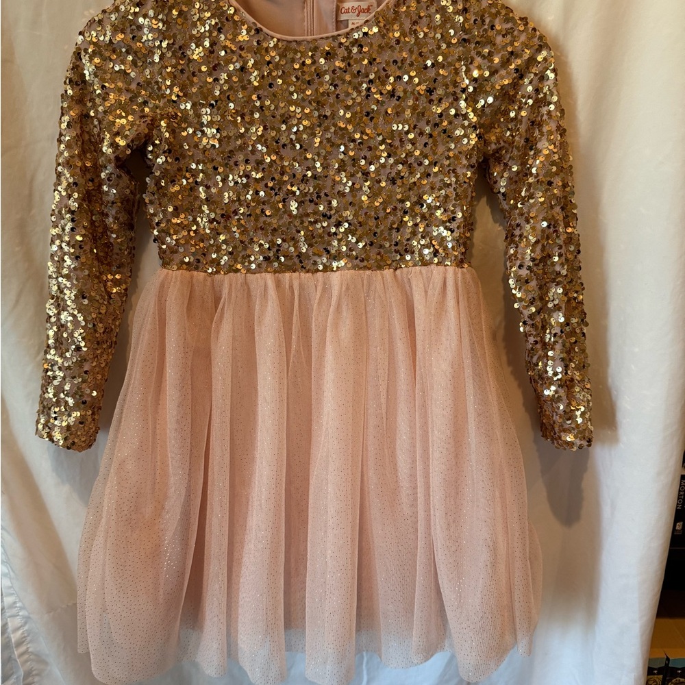 Cat & Jack Gold and Pink Sequin Dress